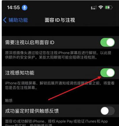 江苏苹果14维修网点分享iPhone14注视感知功能有什么用 